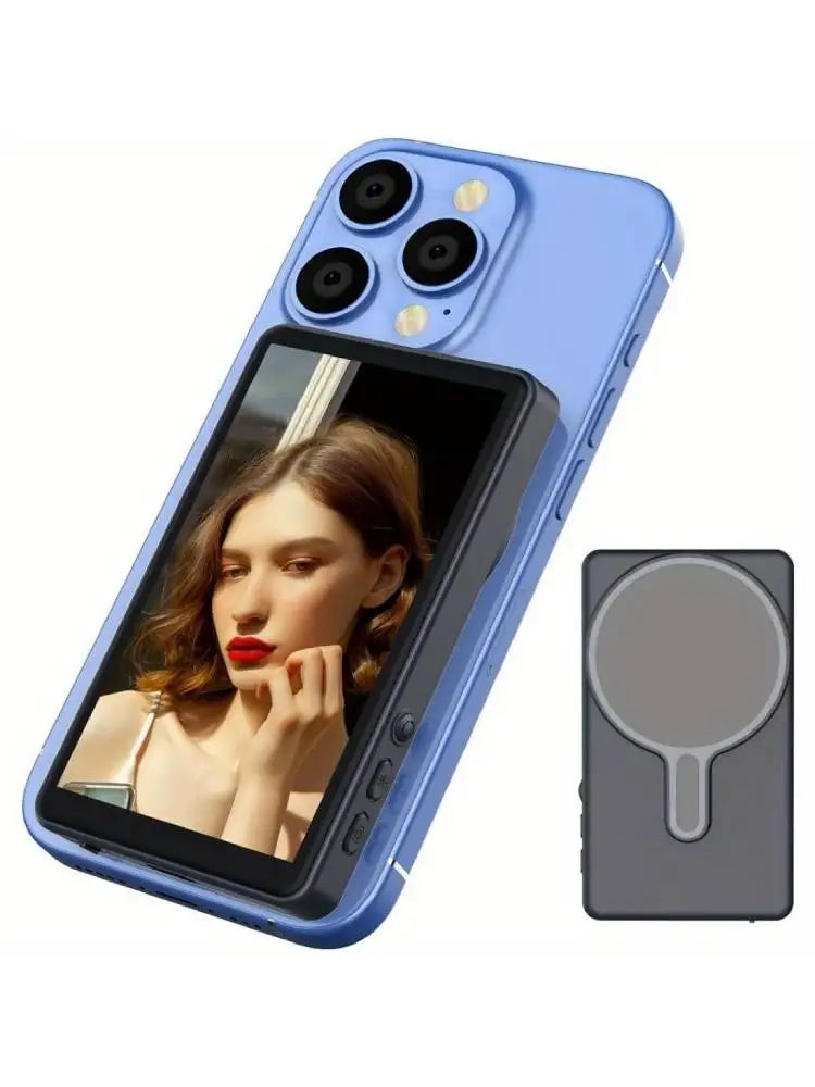Monitor de tela de celular magnético para vlog com temporizador automático