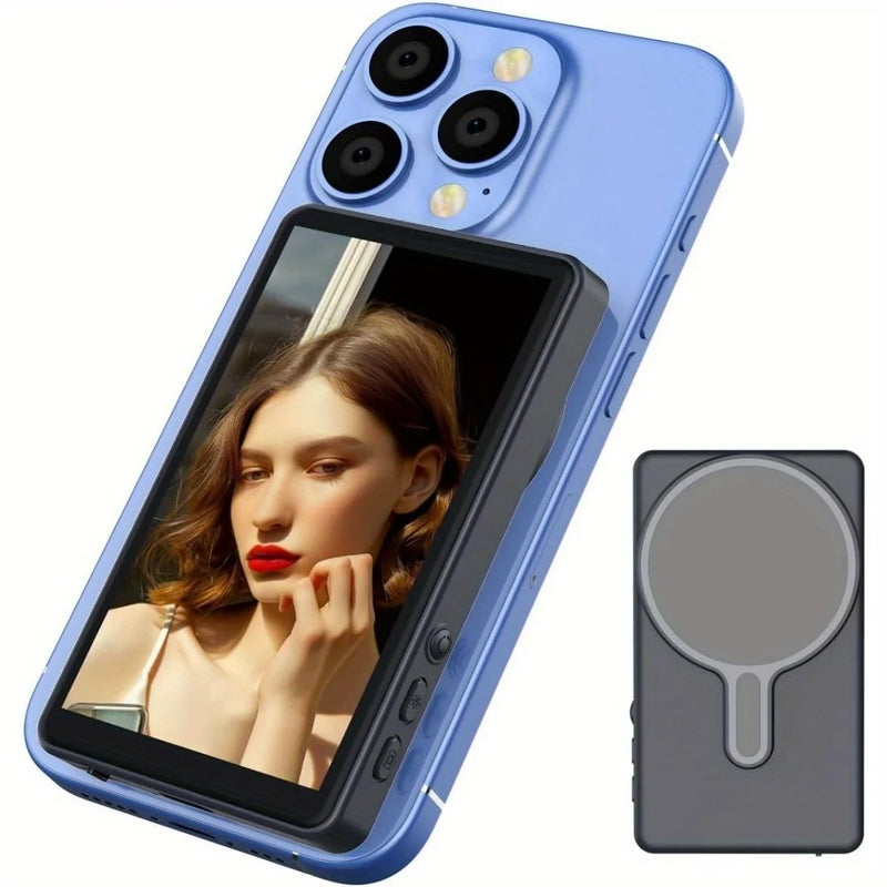 Monitor de tela de celular magnético para vlog com temporizador automático