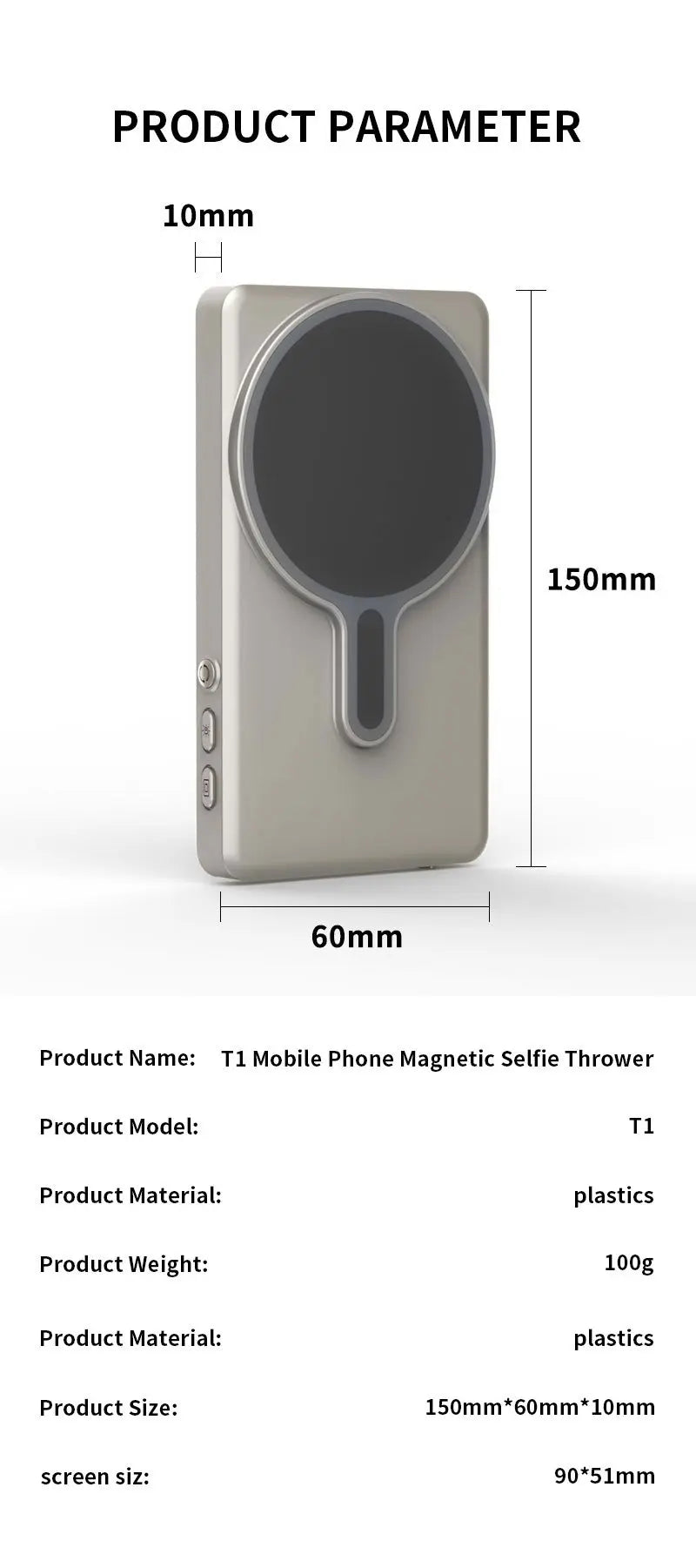 Monitor de tela de celular magnético para vlog com temporizador automático