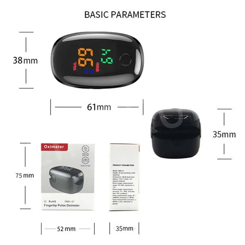 kit Oxímetro de Pulso Finger Clip+Termômetro Eletrônico com Cabeça Macia
