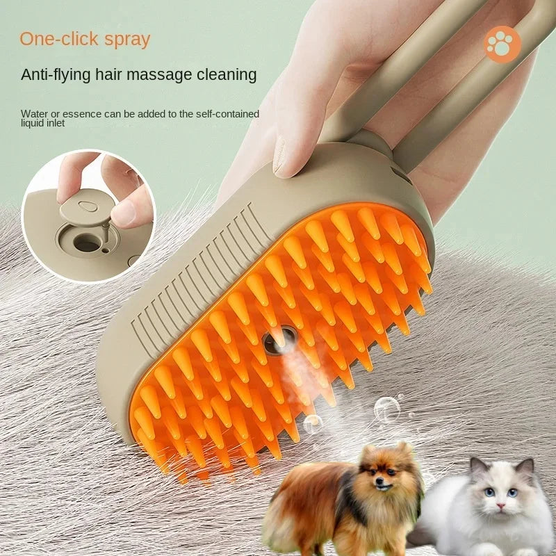 Escova vaporizadora 3 em 1 para cães e gatos