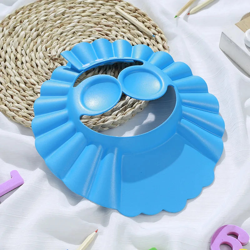 Touca de banho de bebê ajustável para lavagem de cabelo