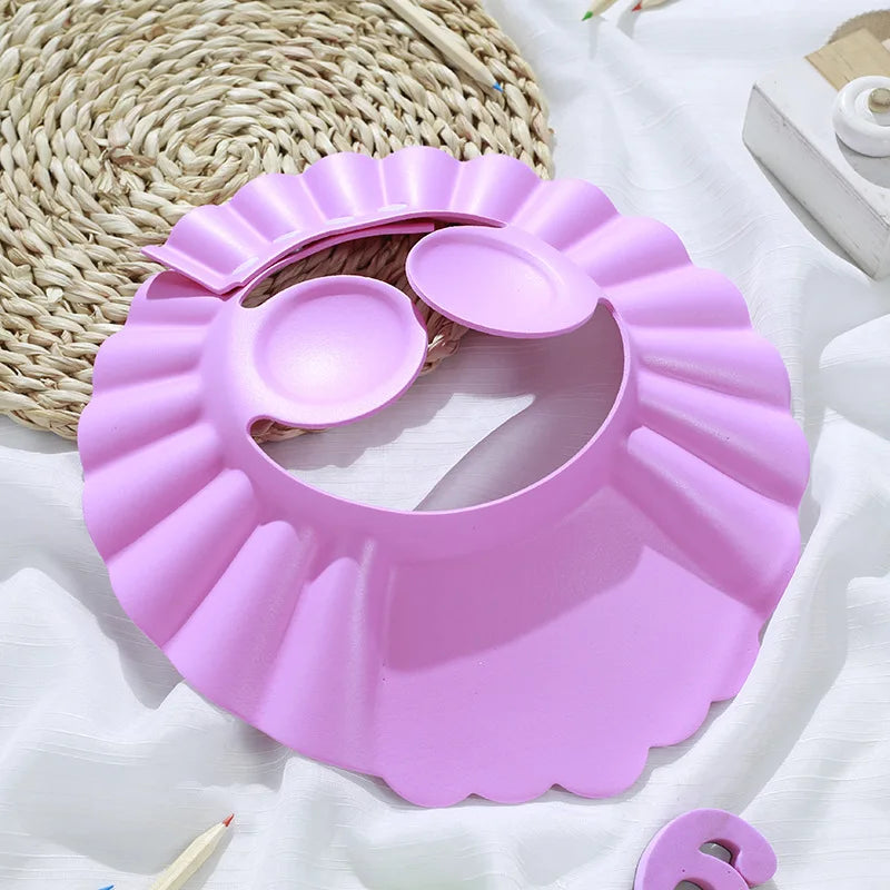 Touca de banho de bebê ajustável para lavagem de cabelo