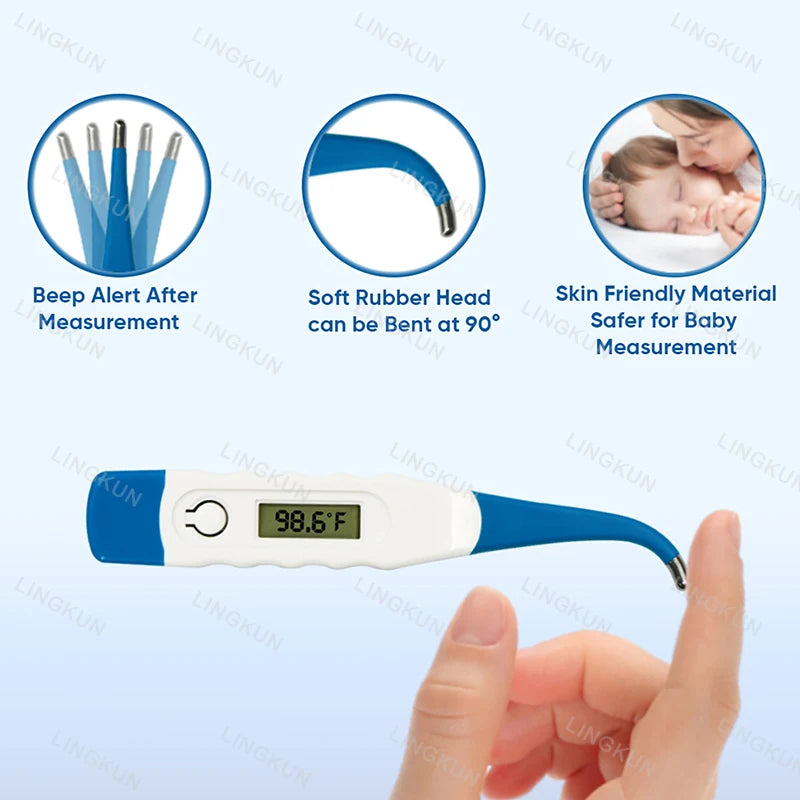 kit Oxímetro de Pulso Finger Clip+Termômetro Eletrônico com Cabeça Macia