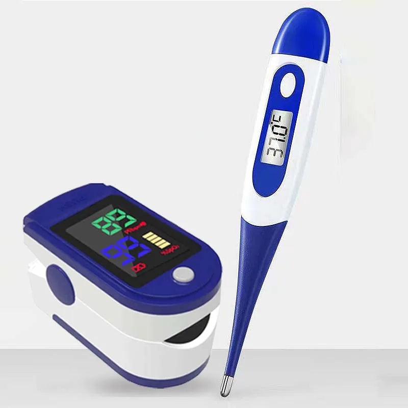 kit Oxímetro de Pulso Finger Clip+Termômetro Eletrônico com Cabeça Macia